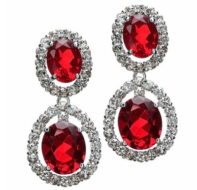 مجوهرات و اكسسوارات بالأحمر Vivian's CZ Ruby Red Fancy Drop Earrings